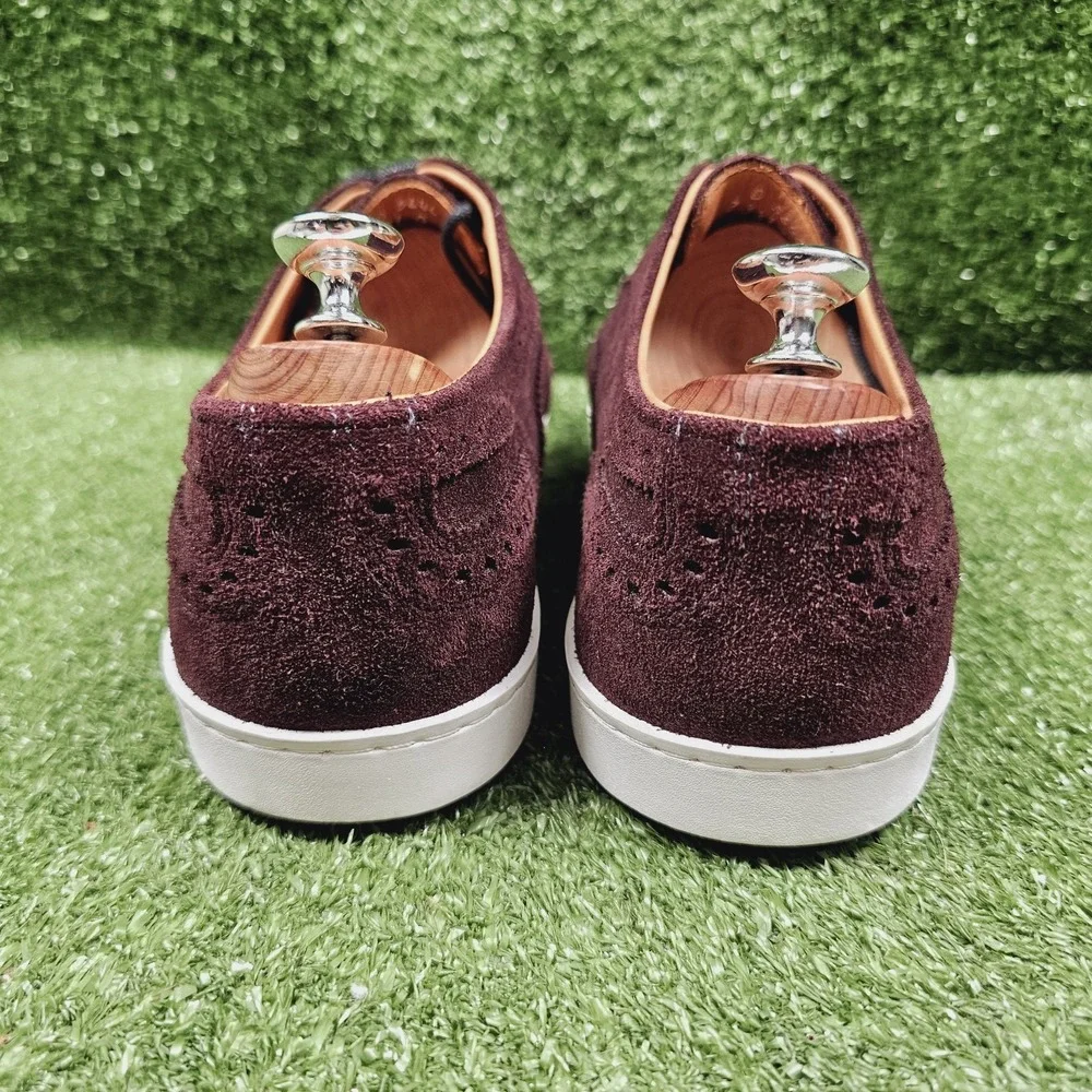 Allen Edmonds STRAND Burgundy Suede Oxford Casual Sneakers Mens Size 10 D